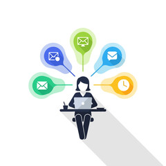 Woman Efficiently Managing Digital Communication and Workflow