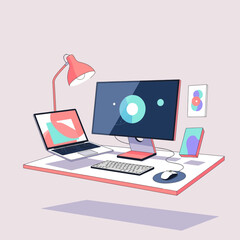 Minimalist Home Office Desk Technology Setup