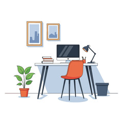 Modern Home Office Interior Workspace Setup