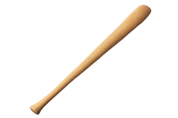 Wooden baseball bat isolated on transparent background stock image.