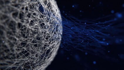 Abstract sphere with intricate network and flowing lines
