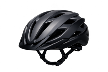 Sleek black cycling helmet, ideal for safety with transparent background
