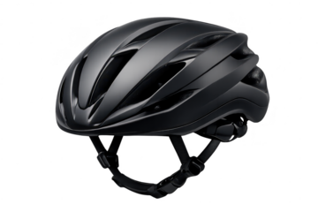 Sleek Black Bicycle Helmet on transparent background for Safety Gear