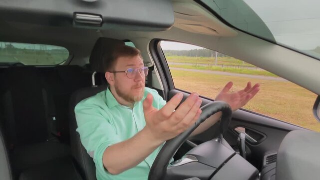Road rage. the man is freaking out.Slow motion video. High quality 4k footage