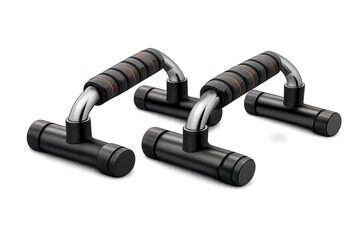 Push-up bars with black handles on a transparent background render.