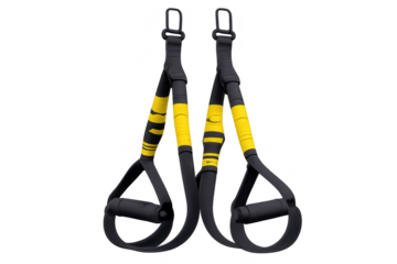 TRX suspension trainer straps with transparent background isolation.