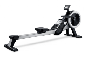 Modern Rowing Machine with a transparent background and fitness focus.