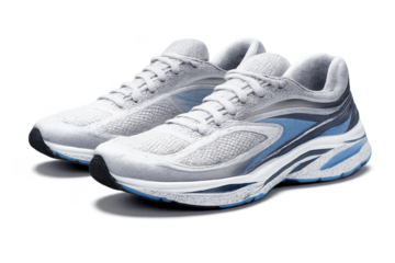 Athletic running shoes on a transparent background, product photography.