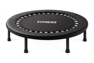 Black Fitness Trampoline with transparent background for Exercise.