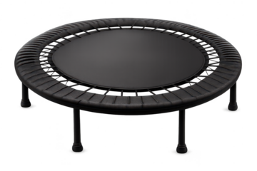 Black rebounder trampoline on a transparent background isolated shot.