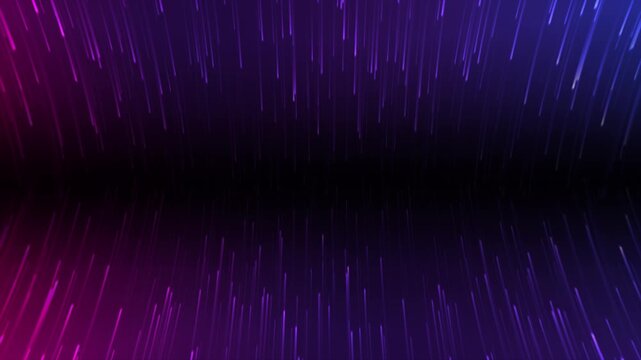 Abstract purple rain motion graphic with glowing lines and gradient background