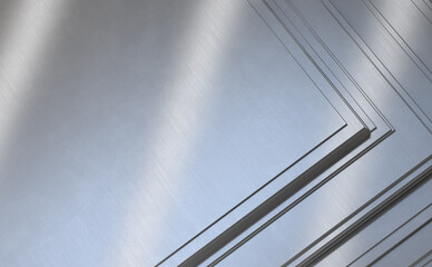 Stacked sheets of steel with a smooth and shiny surface at a metalworking site.  