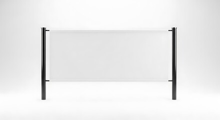Blank white banner on black stand, a clean canvas for advertising, events, and promotions, isolated on white background