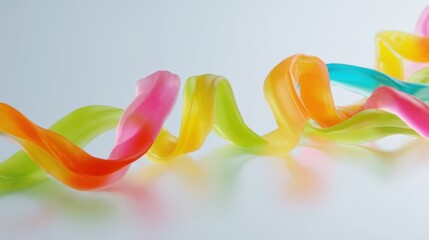 Colorful Ribbons Spiral Across a White Surface