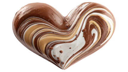 Marbled chocolate candy heart on transparent backdrop for valentine's day theme