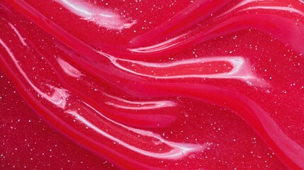 Bright Red Swirl of Glossy Substance on a Surface