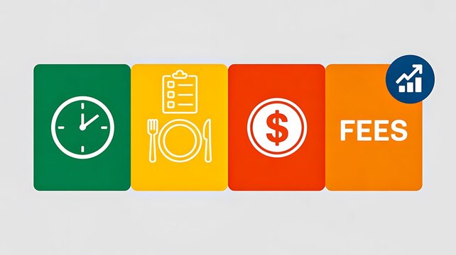 Service fees cost concept with finance and pricing icons
