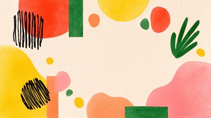 Colorful Shapes on Plain Background Form Simple Design