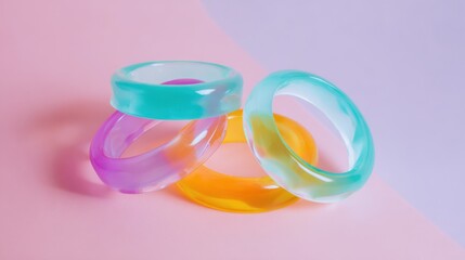 Colorful Rings on a Pink and Purple Background