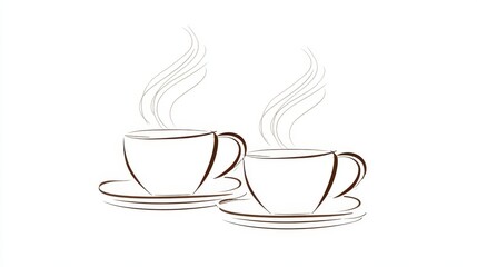 Two Cups of Coffee With Steam Rising Above Them