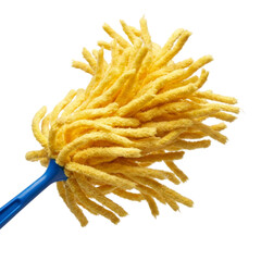 Yellow Microfiber Duster on a Blue Handle Ready for Cleaning
