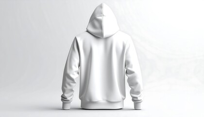 Back View of a White Hoodie on White Background.