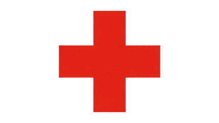 Red Cross Symbol in Simple Flat Design with Bold Color on White Background for Medical Logo