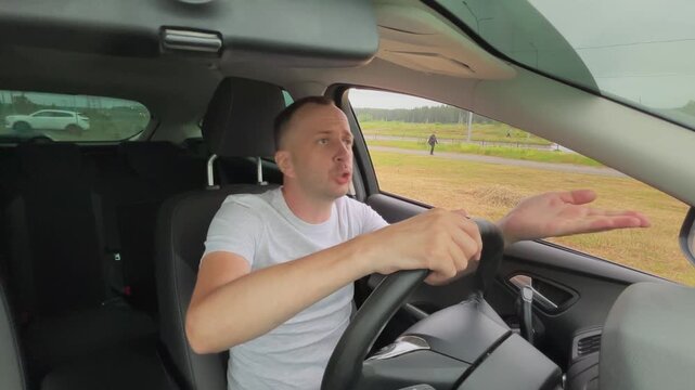 traffic jam.the man is freaking out.Slow motion video. High quality 4k footage