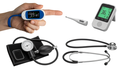 Medical Devices in Modern Healthcare with Professional Lighting on White Background for Health Monitoring