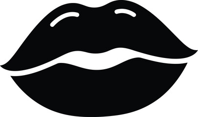 Minimalist black and white lips icon design Vector