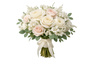 Rose and ranunculus bouquet with transparent background for design use.
