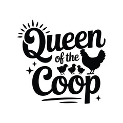Queen of the coop with chickens and sunburst design illustration © Siraj