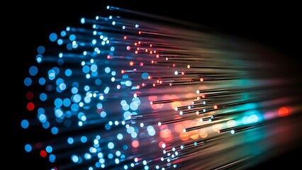 Vibrant fiber optic cables transmitting data at high speed