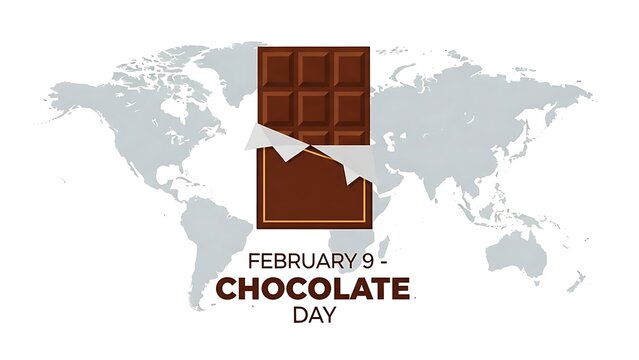 Celebrating chocolate day on february 9 with global map - Powered by Adobe