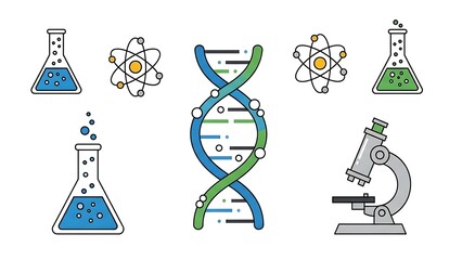 Vibrant science icons for educational materials and presentations