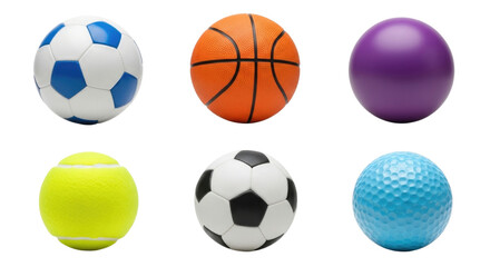 Set of sports balls as easter eggs 3d cartoon isolated transparent png background cutout png