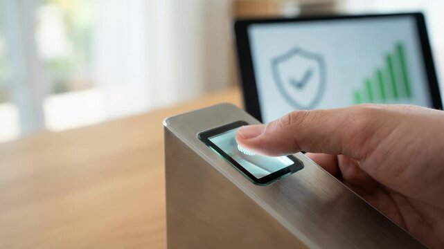 Fingerprint scanner biometric security device with hand pressing sensor for access control