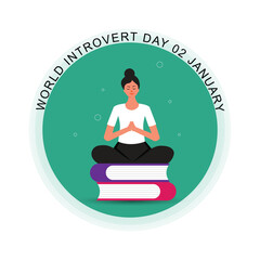 Celebrating World Introvert Day, Woman meditates with closed eyes in a lotus pose