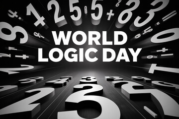 World Logic Day with 3D numbers and mathematical symbols