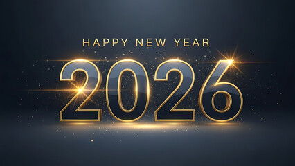 Happy New Year 2026 gold and dark blue numbers celebration