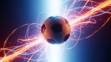 Soccer ball with glowing energy trails and sparks football