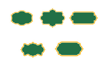 Five green islamic shape collection | Premium Vector