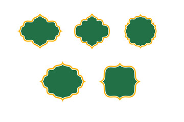 Five green islamic shape collection | Premium Vector