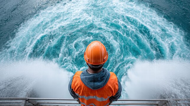 Engineer observing powerful water flow