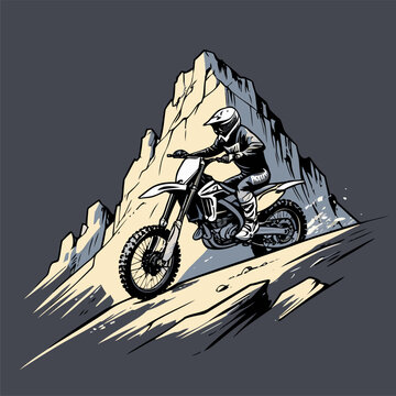 motocross image with a rocky mountain background