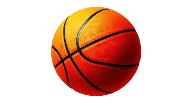 Orange basketball with black lines on a black background isolated on transparent background - Powered by Adobe