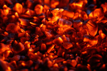 Burning charcoal as an abstract background