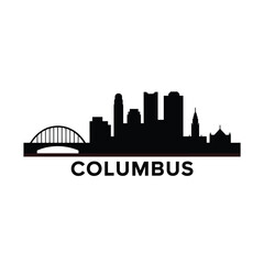 Fototapeta premium Columbus ohio skyline silhouette with city name typography below it
