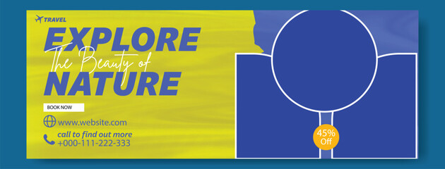 Time to Explore the World: Professional Travel Flyer and Social Media Kit, Modern Travel Package Flyer & Social Media Post Design with 35% Discount. Corporate Travel Agency Flyer and Square.