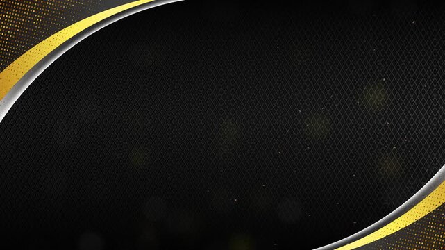 Luxury Black and Gold Background Animation with Textured Pattern, Curved Metallic Frame, and Subtle Particles. Premium Corporate Motion Design